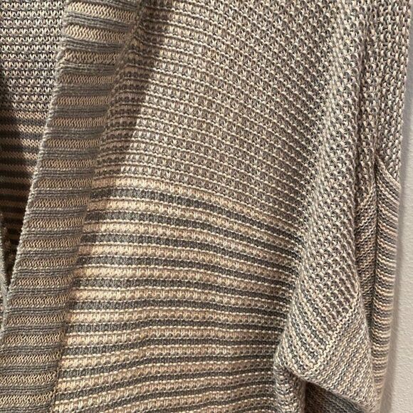 Sonoma Women Size XL 100% Cotton Striped Neutral Knit Open Cardigan with Hoodie - Picture 4 of 9